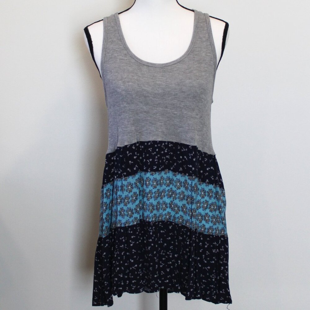 Oddy Grey Tanktop with Floral Print Material on Bottom Sz Medium